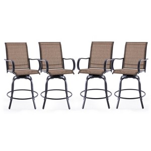 Maggift Patio Seating Sets, wivel Bar Stools Set of 4, Ergonomic Design, All Weather Use for Patio, Balcony and Poolside, Brown, 25.2"*25.2"*48.6" - 1 of 4