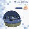 Tangkula Outdoor Round Daybed w/ Retractable Canopy & Side Table Backyard Poolside Lawn - 3 of 4