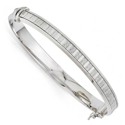 Black Bow Jewelry 7mm Sterling Silver Glitter Inlay Hinged Bangle Bracelet