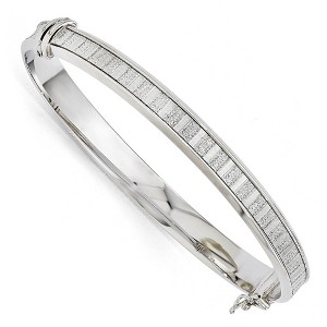 Black Bow Jewelry 7mm Sterling Silver Glitter Inlay Hinged Bangle Bracelet - 1 of 3
