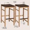 JONATHAN Y Armand Modern Coastal Backless Acacia Wood Outdoor Bar Stool with Woven Rope Sea (Set of 2) - 3 of 4