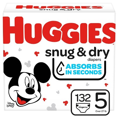 Huggies Snug & Dry Baby Disposable Diapers Huge Pack - Size 5  - 132ct