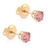 Pompeii3 1/2Ct Pink Lab Created Diamond Screw Back Studs Earrings 14K Yellow Gold - 2 of 4