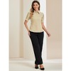Allegra K Women's Puff Short Sleeve Collared Cotton Office Button Down Shirt - 3 of 4