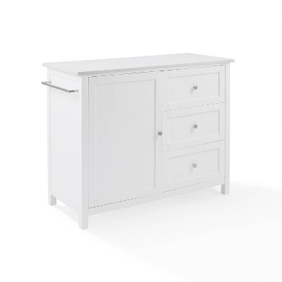 Soren 44" White Stone Top Kitchen Island Cart