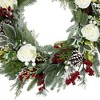 Northlight Real Touch™️ Mixed Foliage and Roses Artificial Christmas Wreath 30" - Unlit - 4 of 4