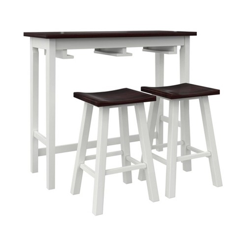 Dorel Home Products 3pc Bryna Counter Height Dining Set with 2 Hanging Stools White/Brown - image 1 of 4