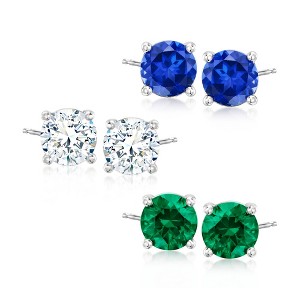 Ross-Simons 7.50 ct. t.w. Simulated Multi-Gemstone Jewelry Set: 3 Pairs Of Stud Earrings in Sterling Silver - 1 of 4