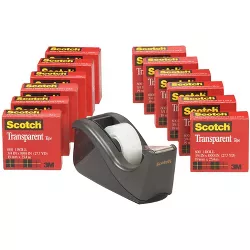 Scotch 600 Transparent Tape with Desktop Dispenser, 0.75 x 1000 Inch, pk of 12