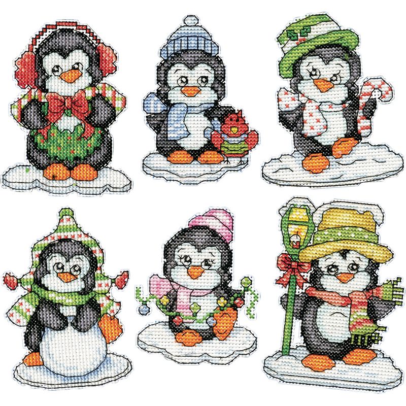 Design Works Counted Cross Stitch Kit 3.5"X3.5" Set of 6-Penguins On Ice Ornaments (14 Count), 2 of 3