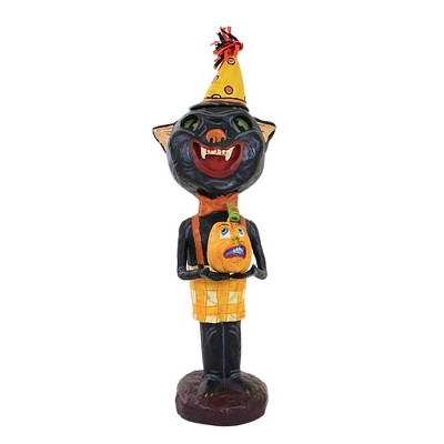 Jorge De Rojas 11.5" Smiley Puss Halloween Black Cat Pumpkin  -  Decorative Figurines