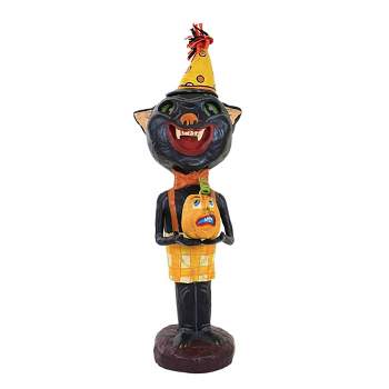 Jorge De Rojas 11.5 Inch Smiley Puss Halloween Black Cat Pumpkin Figurines