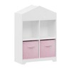 Bookcase with Storage, 2-Tier Storage Display Organizer with 2 Collapsible Fabric Drawers for Bedroom Playroom Living Room Office  White+Pink - 4 of 4