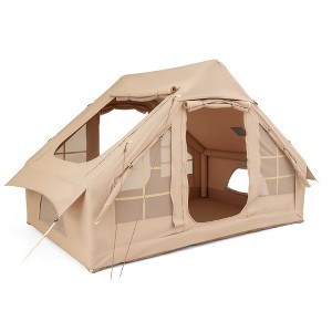 Gymax Inflatable Camping Tent with Mesh Windows Easy Setup