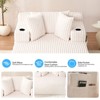 Mjkone 1PC Corduroy Sleeper Sofa Chair,51"Single Seat Chaise Lounge Chair With Pillows,Wide Armrest,Cup Holder,Storage - 4 of 4