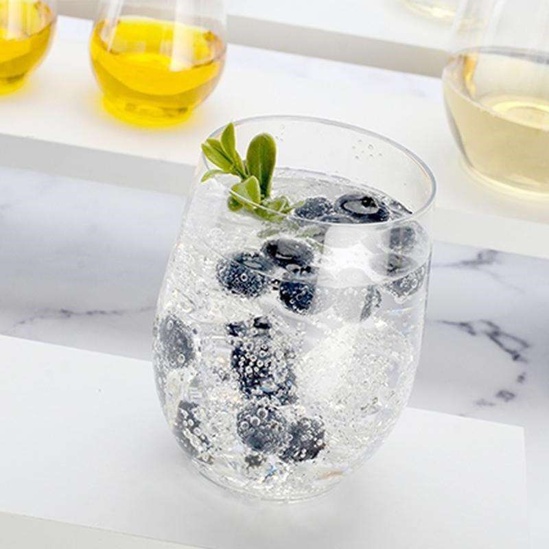Smarty Had A Party 12 oz. Clear Elegant Stemless Plastic Wine Glasses (64 Glasses), 4 of 5