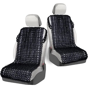 Zone Tech Black Wooden Beaded Comfort Seat Cover - 2 Pack Car Driver Massaging Cool Comfortable Seat Cushion with  High Ventilation- Reduces Fatigue. - 1 of 4