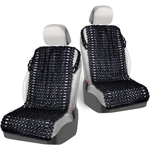 Zone Tech Black Wooden Beaded Comfort Seat Cover - 2 Pack Car