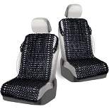 Zone Tech Black Wooden Beaded Comfort Seat Cover - 2 Pack Car Driver Massaging Cool Comfortable Seat Cushion with  High Ventilation- Reduces Fatigue.
