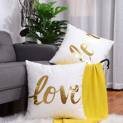 2 Pcs 18" x 18" Polyester Soft Decorative Pillow Cover White  - PiccoCasa