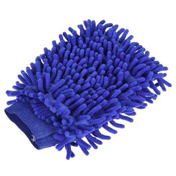 Unique Bargains Microfiber Soft Chenille Double Sided Cleaning Gloves 9.84  x 6.69 Dark Blue