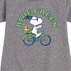 - Peanuts - Ride Green Graphic Short Sleeve Fleece Dress - 2 of 4