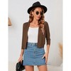 Women’s 3/4 Sleeve Cropped Cardigan Sweaters Open Front Knit Short Bolero Shrugs - 3 of 4