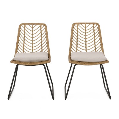Maliang 2Pcs PE Rattan Chair With 2 Cushions