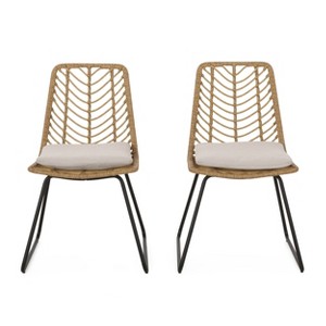 Maliang 2Pcs PE Rattan Chair With 2 Cushions - 1 of 4