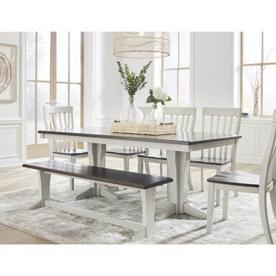 Darborn 62" Gray and Brown Two-Tone Farmhouse Dining Bench