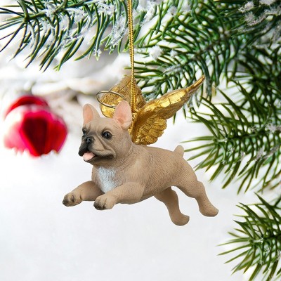 French Bulldog Angel Ornament with Golden Wings