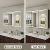 HBEZON Medicine Cabinet with Mirrors and Lights, Recess/Wall Mount Bathroom Cabinet, 3 Mode Light, Dimmable, Defogger, Black - 3 of 4