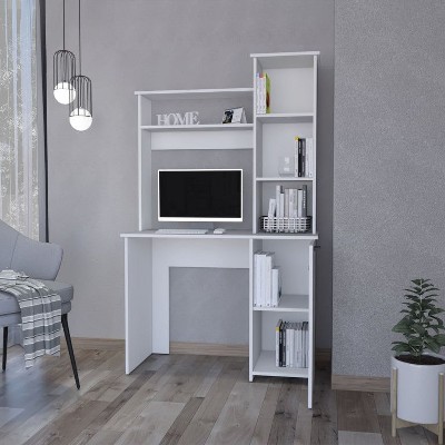 PAGED Computer Desk Modern Office Desk with 4-Layer Storage Shelves, Storage Cabinet for Office