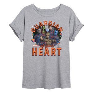 Women's - Marvel - Guardian Of Your Heart Valentine Oversized Graphic T-Shirt - 1 of 4