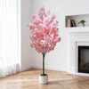 Artificial Cherry Blossom Tree – Realistic Pink Blooming Faux Floral in White Pot for Home/Office/Wedding Decor - 2 of 4