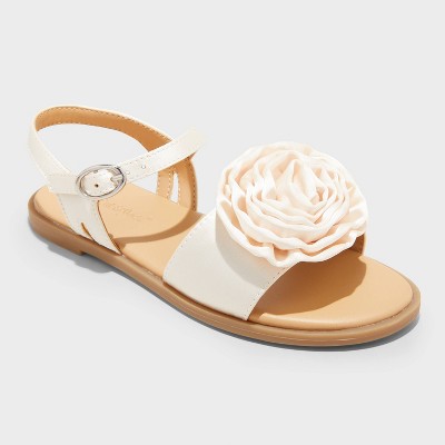 Kids' Teresa Satin Rosette Ankle Strap Sandals - Cat & Jack™ Ivory