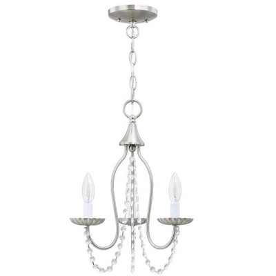 Alessia Brushed Nickel 3-Light Mini Chandelier with Crystal Accents