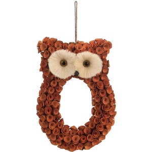 Transpac Wood 14.5 in. Red Autumn Shaped Owl Wreath - 1 of 2