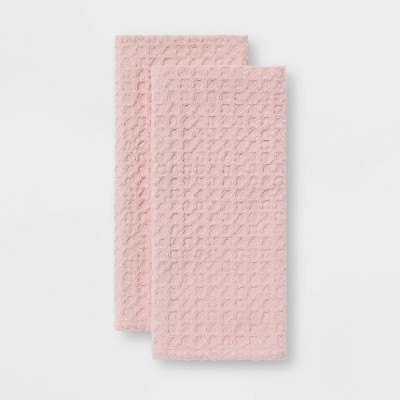 2pk Cotton Waffle Kitchen Towels Pink - Threshold™