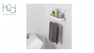 White Steel Wall-Mounted Shelf with Towel Bar
