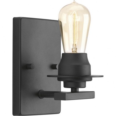 Progress Lighting Debut 1-Light Bath & Vanity Fixture, Steel, Graphite, Clear Seeded Glass
