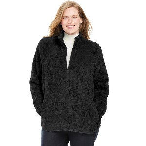 Woman Within Women's Plus Size Fluffy Fleece Jacket - 1 of 4