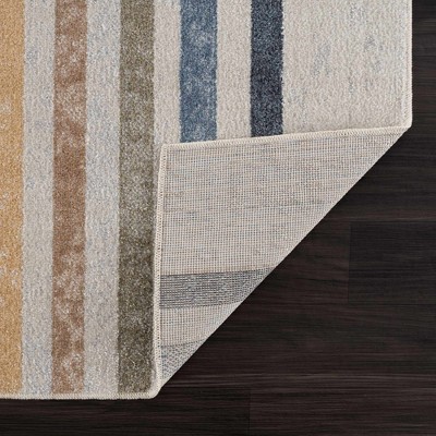 Giza Multicolor Striped Washable Polyester Area Rug 6'7" x 9'