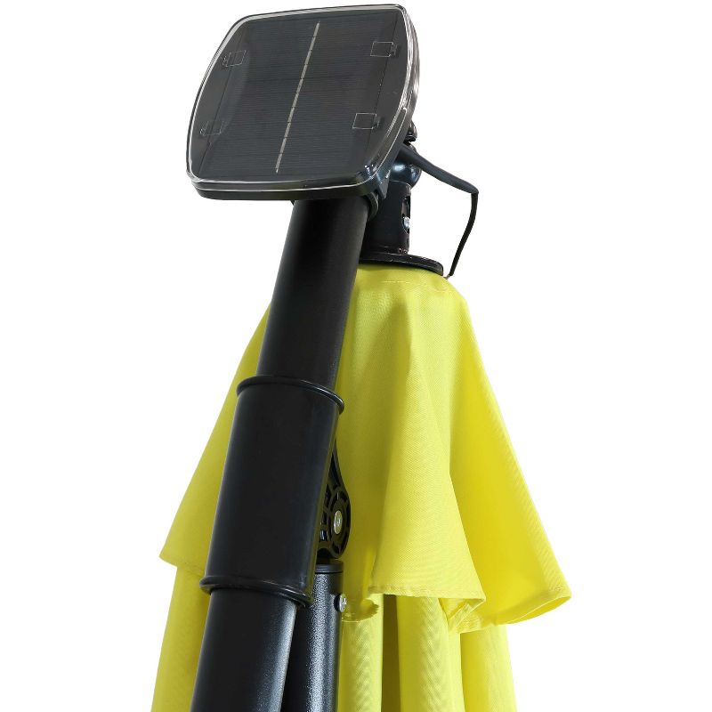 Sunnydaze Outdoor Steel Cantilever Offset Patio Umbrella with Solar LED Lights, Air Vent, Crank, and Base - 9', 3 of 17