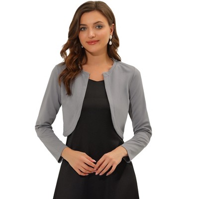 INSPIRE CHIC Women's Solid Open Front Curved Hem Stretchy Fabric Crop Bolero Shrug