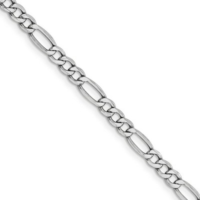 Black Bow Jewelry 4.5mm, 14K White Gold, Hollow Figaro Chain Necklace