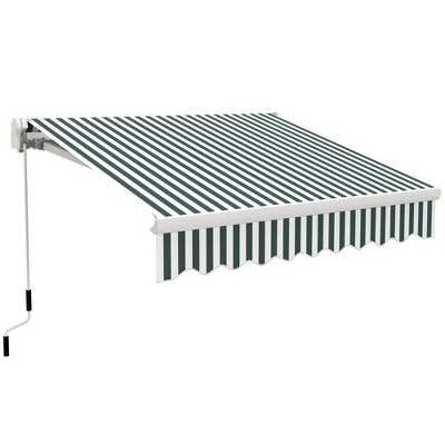 Outsunny Manual Retractable Awning Sun Shade Shelter for Patio Deck Yard with UV Protection and Easy Crank Opening