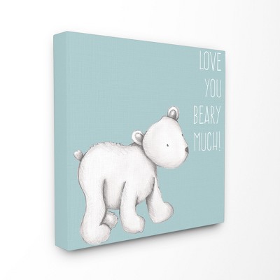 Love You Beary Much! Polar Bear Stretched Canvas Wall Art (17"x17") - Stupell Industries