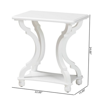 Cianna White Wood Rectangular End Table with Open Shelf