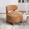 Sapphtopaz Round Accent Chair with Curved Backrest Thick Cushion Reading Chair with Solid Wood Legs Armless Side Chair for Living Room, Bedroom - 4 of 4